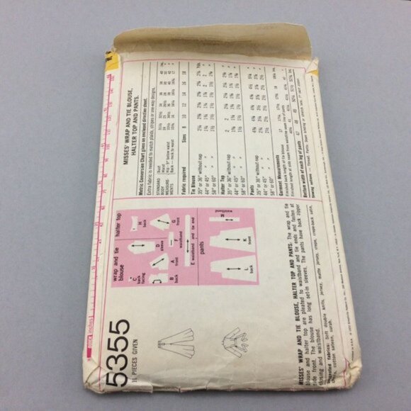 Vintage 70s Simplicity Pattern 5355 Wrap Blouse Halter Top Pants CUT 36" Bust - Picture 3 of 14